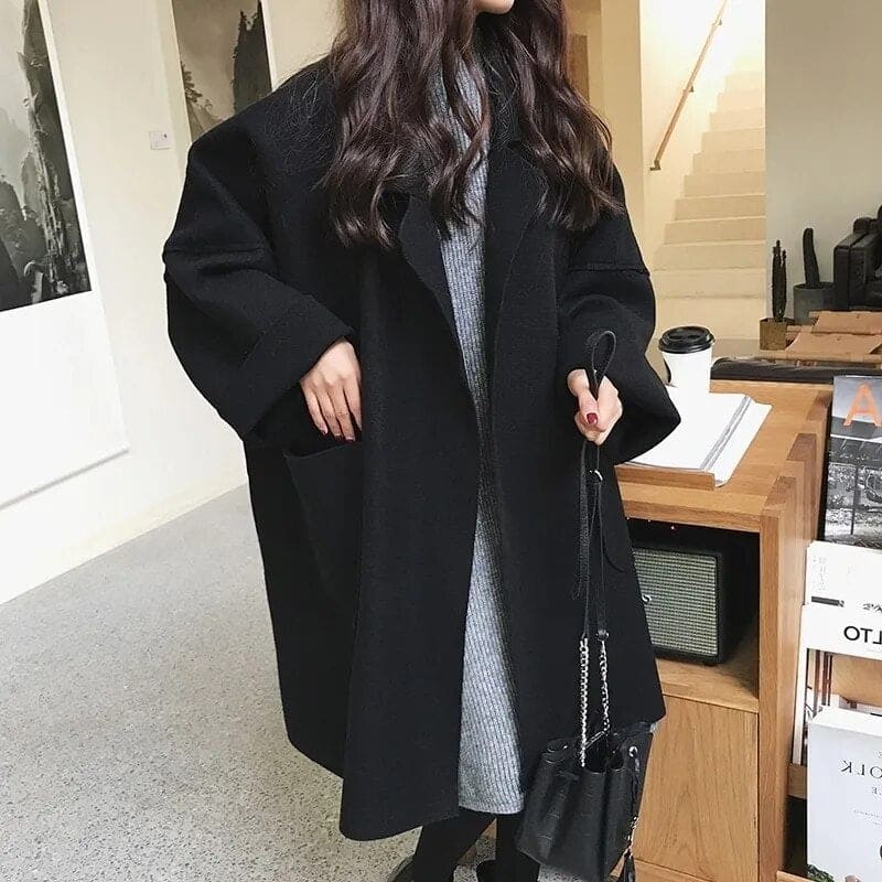 NOUVEAU RICHE Übergroßer Trenchcoat Wollmischung Eleganter Look Für Damen