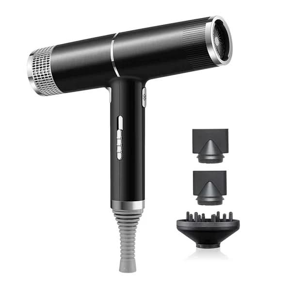NOUVEAU RICHE Leichter Föhn 1100W – Kompakter Ionen-Haartrockner mit 3 Geschwindigkeiten, unter 450 g, Schwarz, Rot oder Farbverlauf Schwarz