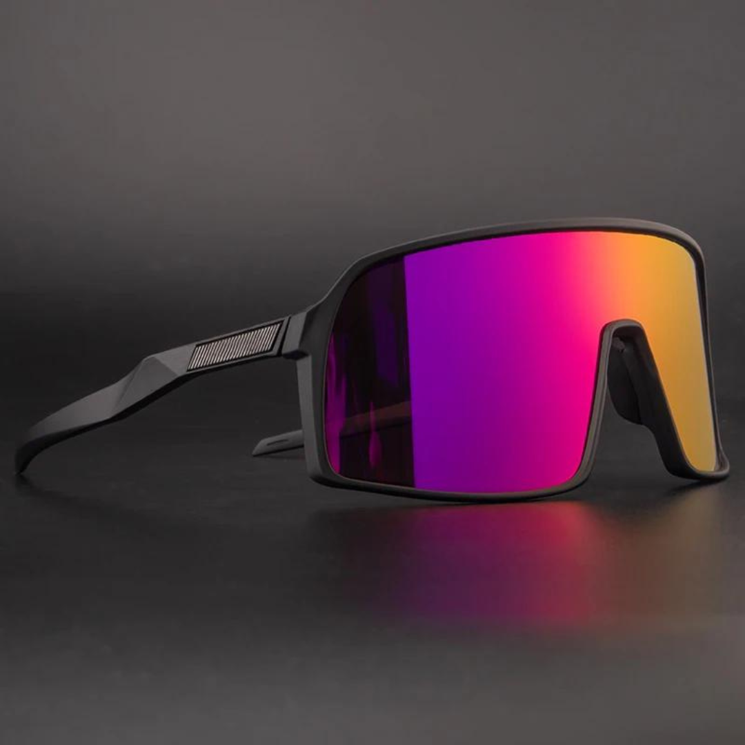 NOUVEAU RICHE Unisex Fahrrad Sonnenbrille Kunststoff UV-Schutz dunkelrosa schwarz