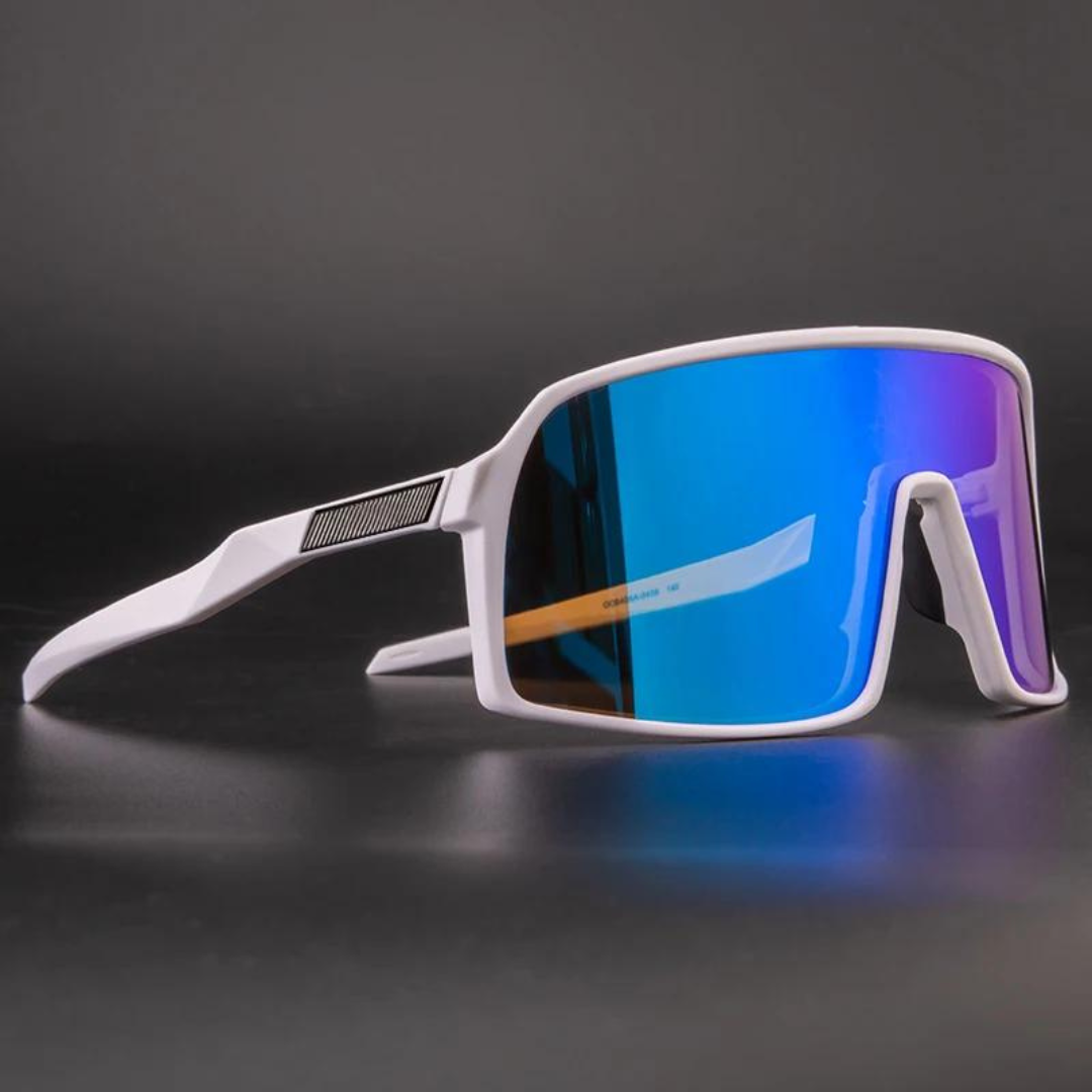 NOUVEAU RICHE Unisex Fahrrad Sonnenbrille Kunststoff UV-Schutz blau weiß