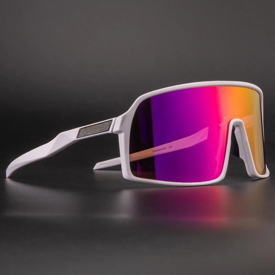 NOUVEAU RICHE Unisex Fahrrad Sonnenbrille Kunststoff UV-Schutz dunkelrosa weiß