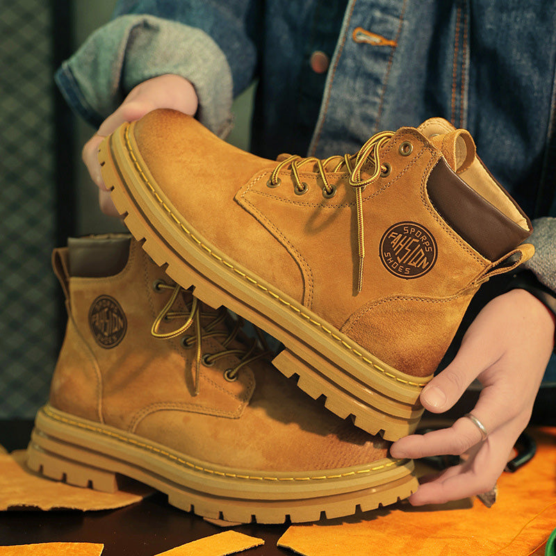 NOUVEAU RICHE Unisex Klassische Martin Arbeitsstiefel Aus Hochwertigem Wildleder Mit Robuster Gummilaufsohle Für Outdoor-Aktivitäten Und Freizeit Braun