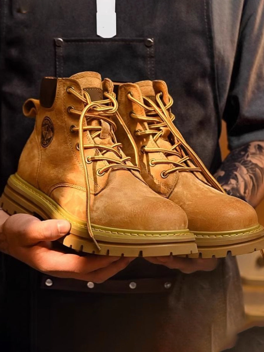 NOUVEAU RICHE Unisex Klassische Martin Arbeitsstiefel Aus Hochwertigem Wildleder Mit Robuster Gummilaufsohle Für Outdoor-Aktivitäten Und Freizeit
