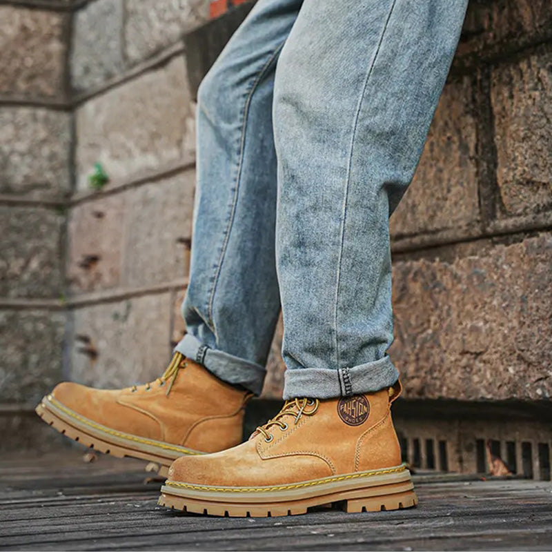 NOUVEAU RICHE Unisex Klassische Martin Arbeitsstiefel Aus Hochwertigem Wildleder Mit Robuster Gummilaufsohle Für Outdoor-Aktivitäten Und Freizeit
