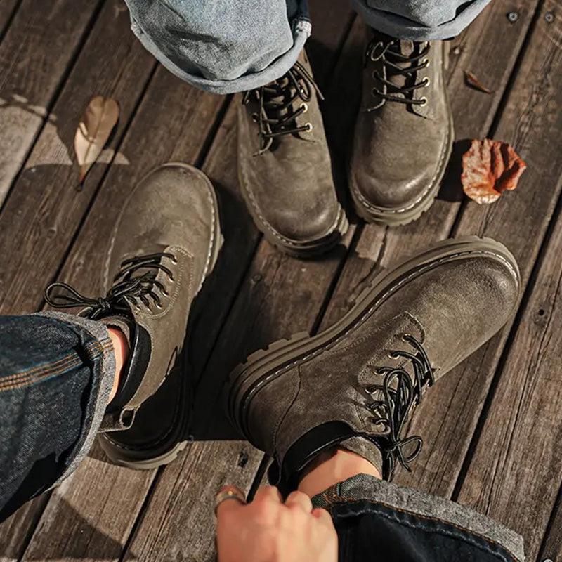 NOUVEAU RICHE Unisex Klassische Martin Arbeitsstiefel Aus Hochwertigem Wildleder Mit Robuster Gummilaufsohle Für Outdoor-Aktivitäten Und Freizeit