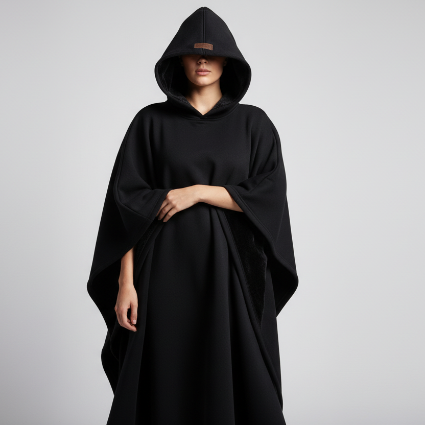 NOUVEAU RICHE Unisex Poncho Mit Kapuze Und Fleecefutter Komfort Zeitlose Silhouette