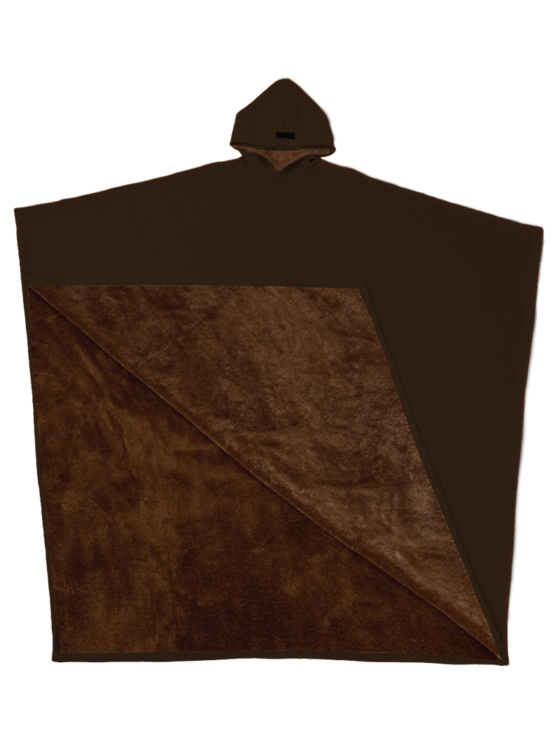 NOUVEAU RICHE Unisex Poncho Mit Kapuze Und Fleecefutter Oversize Braun Einheitsgröße