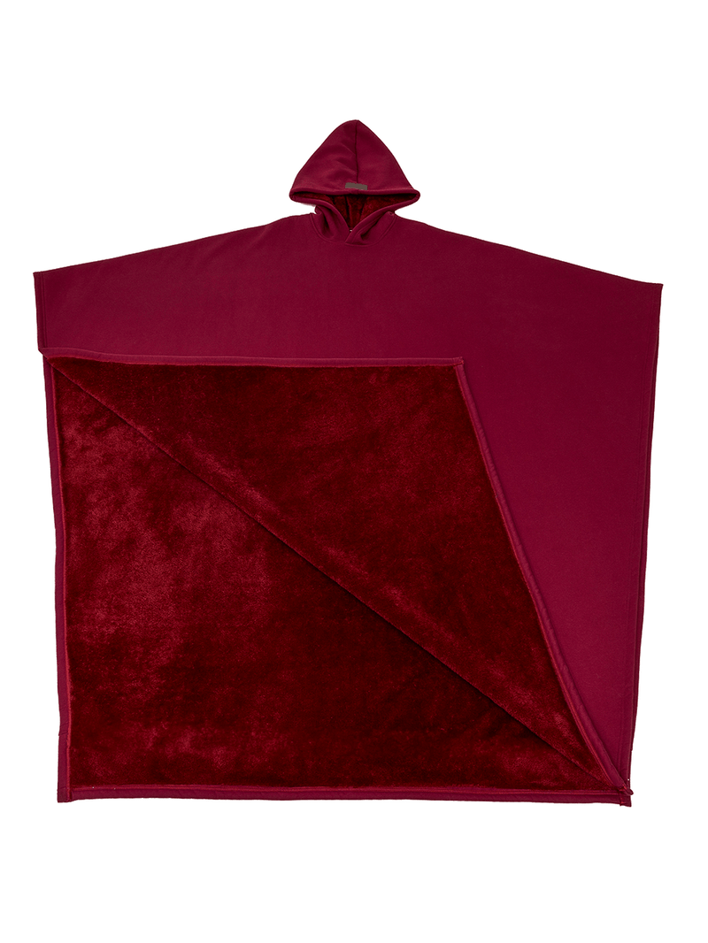 NOUVEAU RICHE Unisex Poncho Mit Kapuze Und Fleecefutter Oversize Rot Einheitsgröße