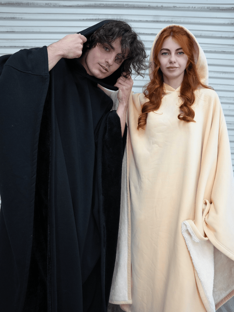 NOUVEAU RICHE Unisex Poncho Mit Kapuze Und Fleecefutter Oversize