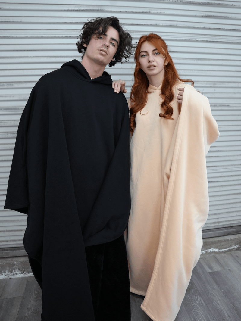 NOUVEAU RICHE Unisex Poncho Mit Kapuze Und Fleecefutter Oversize