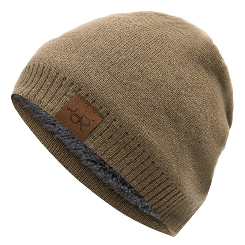 Unisex URGENTMAN Labal Wintermützen, einfarbige Strickmützen für Damen und Herren, Beanie-Mütze für Outdoor-Aktivitäten, mit Fellfutter, warme Sportmützen 11