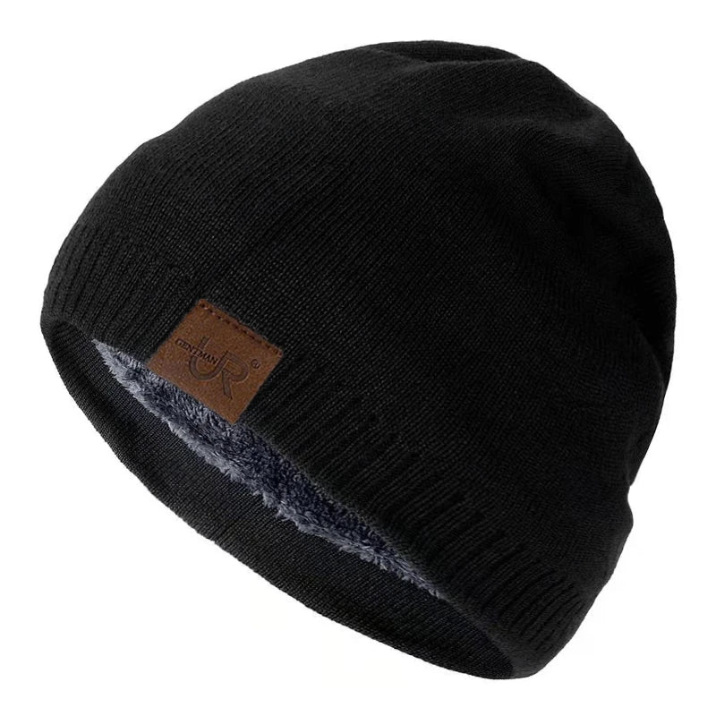 Unisex URGENTMAN Labal Wintermützen, einfarbige Strickmützen für Damen und Herren, Beanie-Mütze für Outdoor-Aktivitäten, mit Fellfutter, warme Sportmützen 12