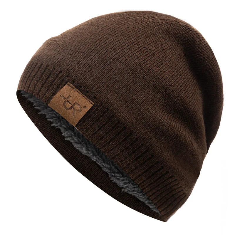 Unisex URGENTMAN Labal Wintermützen, einfarbige Strickmützen für Damen und Herren, Beanie-Mütze für Outdoor-Aktivitäten, mit Fellfutter, warme Sportmützen 6