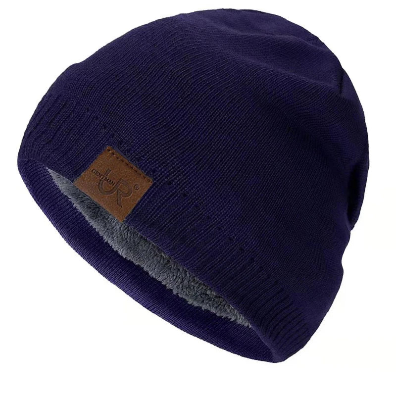 Unisex URGENTMAN Labal Wintermützen, einfarbige Strickmützen für Damen und Herren, Beanie-Mütze für Outdoor-Aktivitäten, mit Fellfutter, warme Sportmützen 7