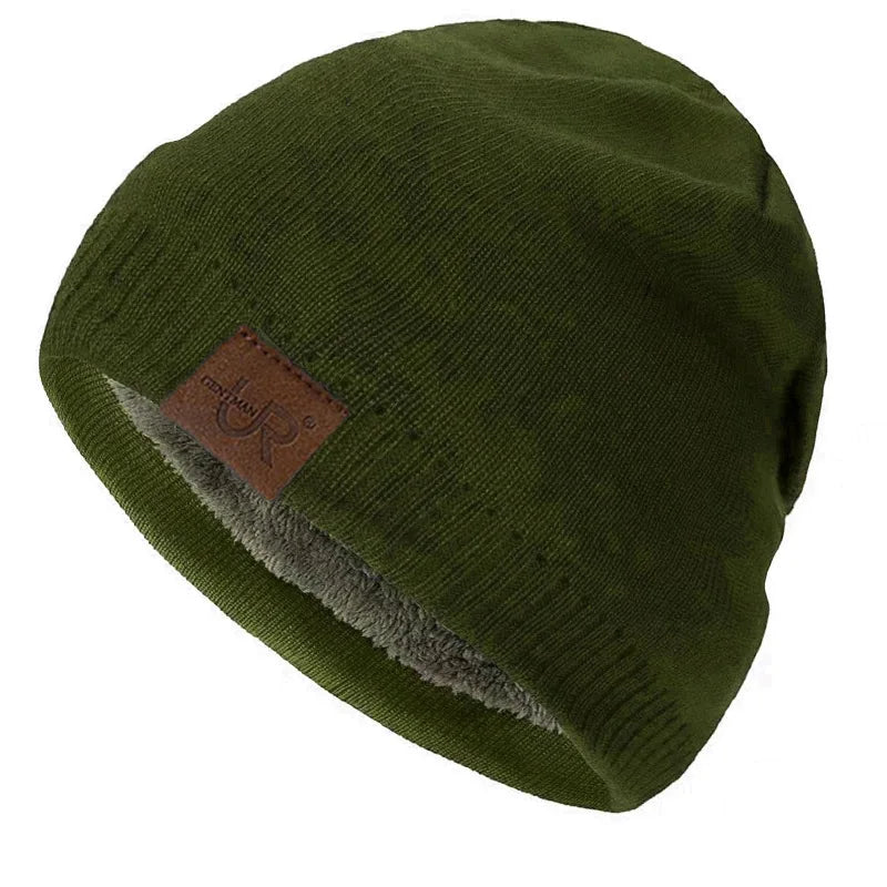Unisex URGENTMAN Labal Wintermützen, einfarbige Strickmützen für Damen und Herren, Beanie-Mütze für Outdoor-Aktivitäten, mit Fellfutter, warme Sportmützen 8