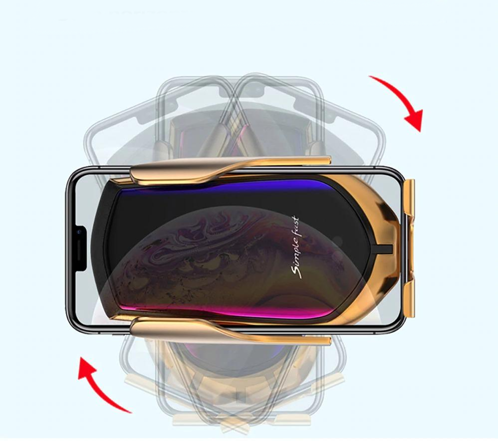NOUVEAU RICHE Automatische Handyhalterung Auto mit kabellosem Ladegerät – Qi Halterung mit Infrarotsensor & 360° drehbar – GripCharge