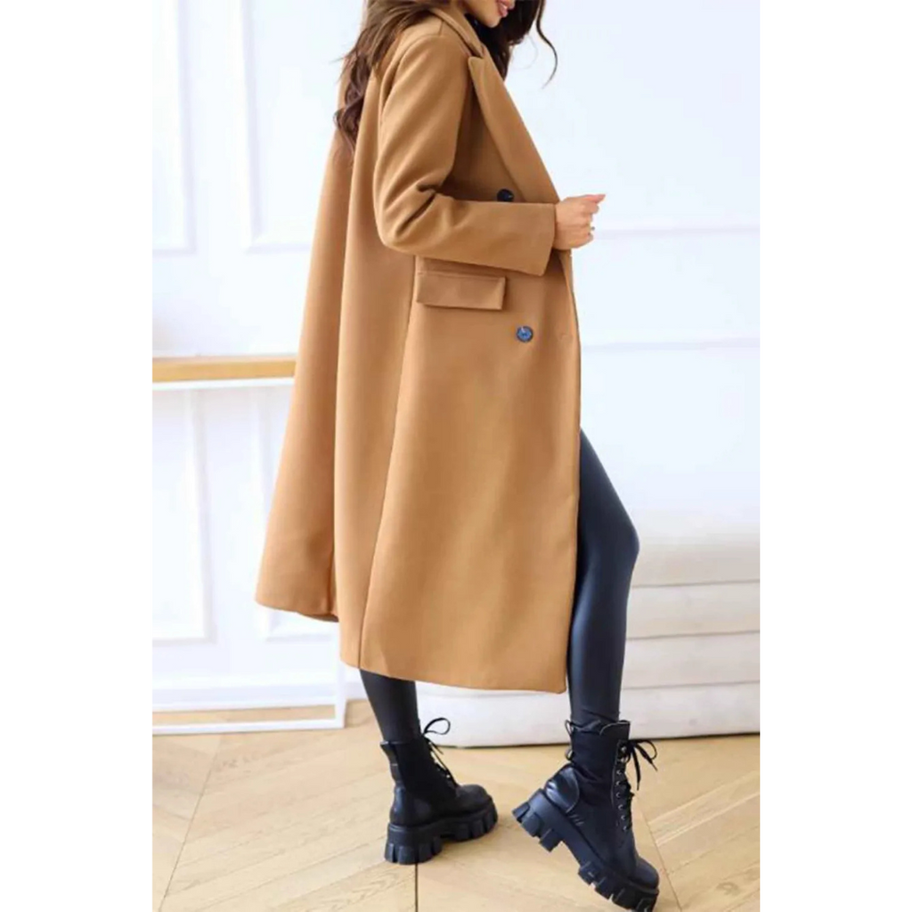 NOUVEAU RICHE Langer Wintermantel Damen Warm Viel Wärme Und Eleganz Khaki