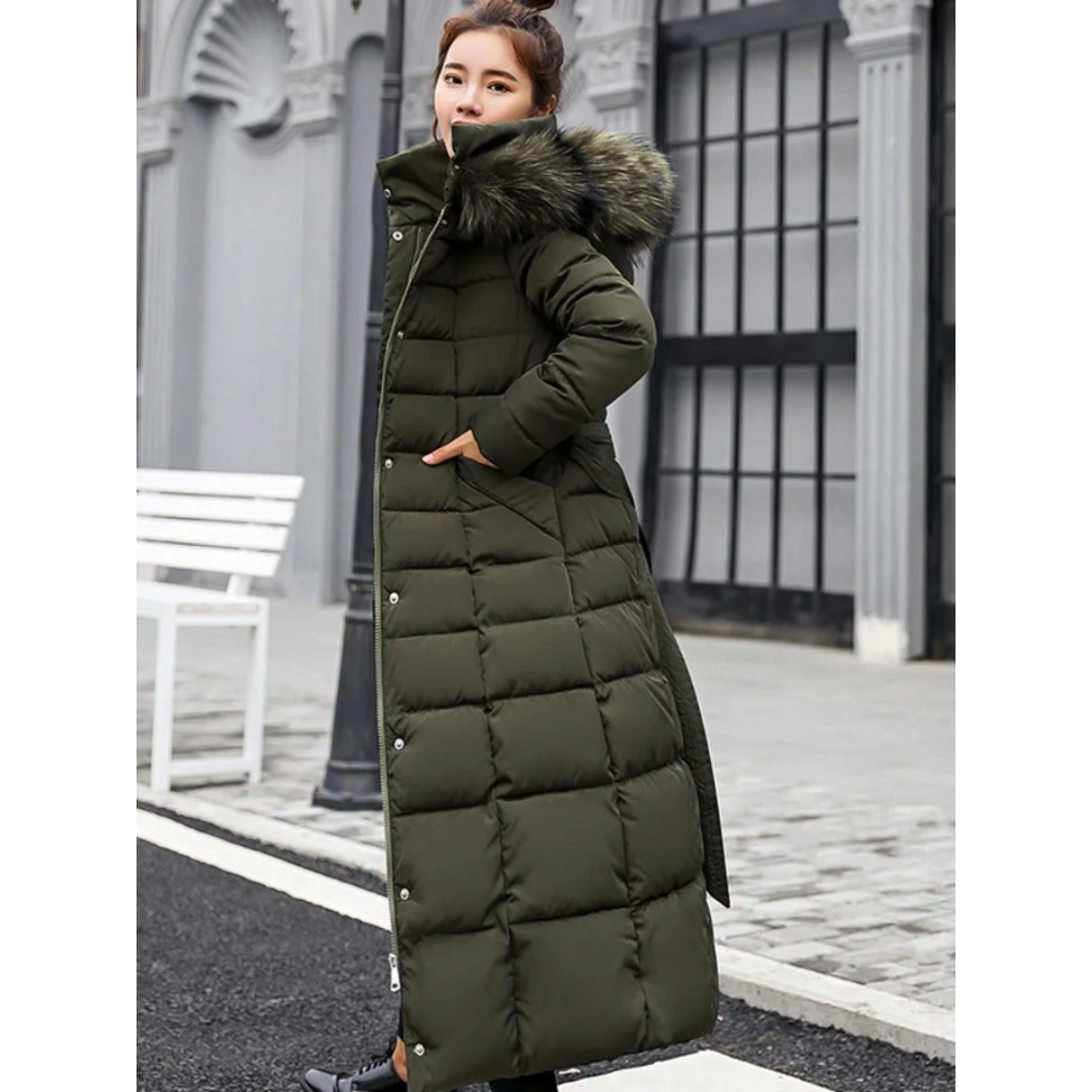 NOUVEAU RICHE Damen Puffer-Parka Warm Kuschelig Schick Für Kalte Tage Armeegrün