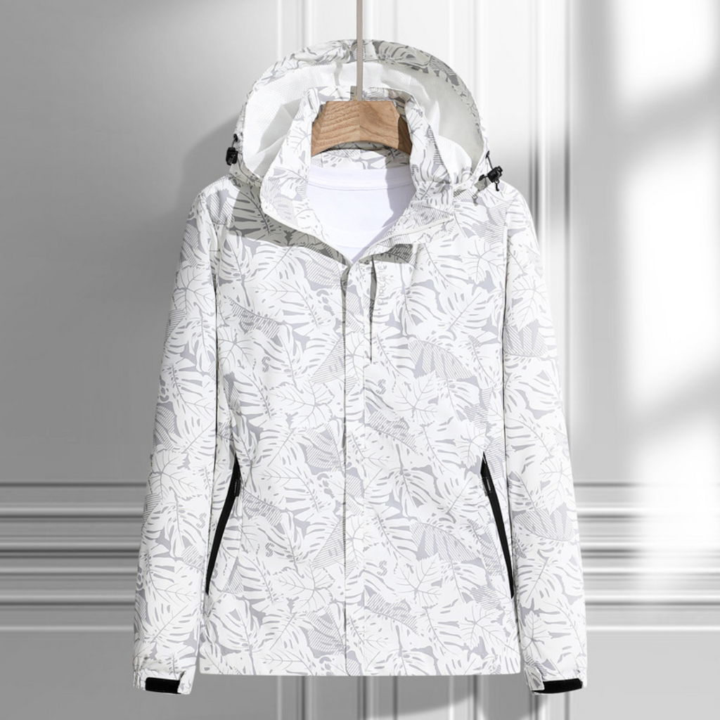 NOUVEAU RICHE Damen Kapuzenjacke Mit Reißverschluss Wasserdicht Leicht Weiß