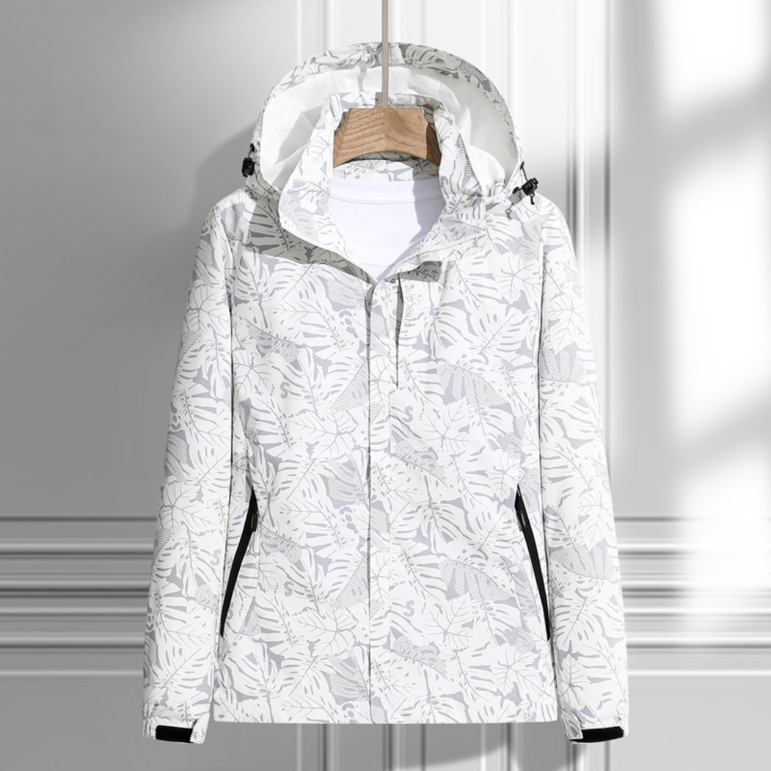 NOUVEAU RICHE Damen Kapuzenjacke Mit Reißverschluss Wasserdicht Leicht Weiß