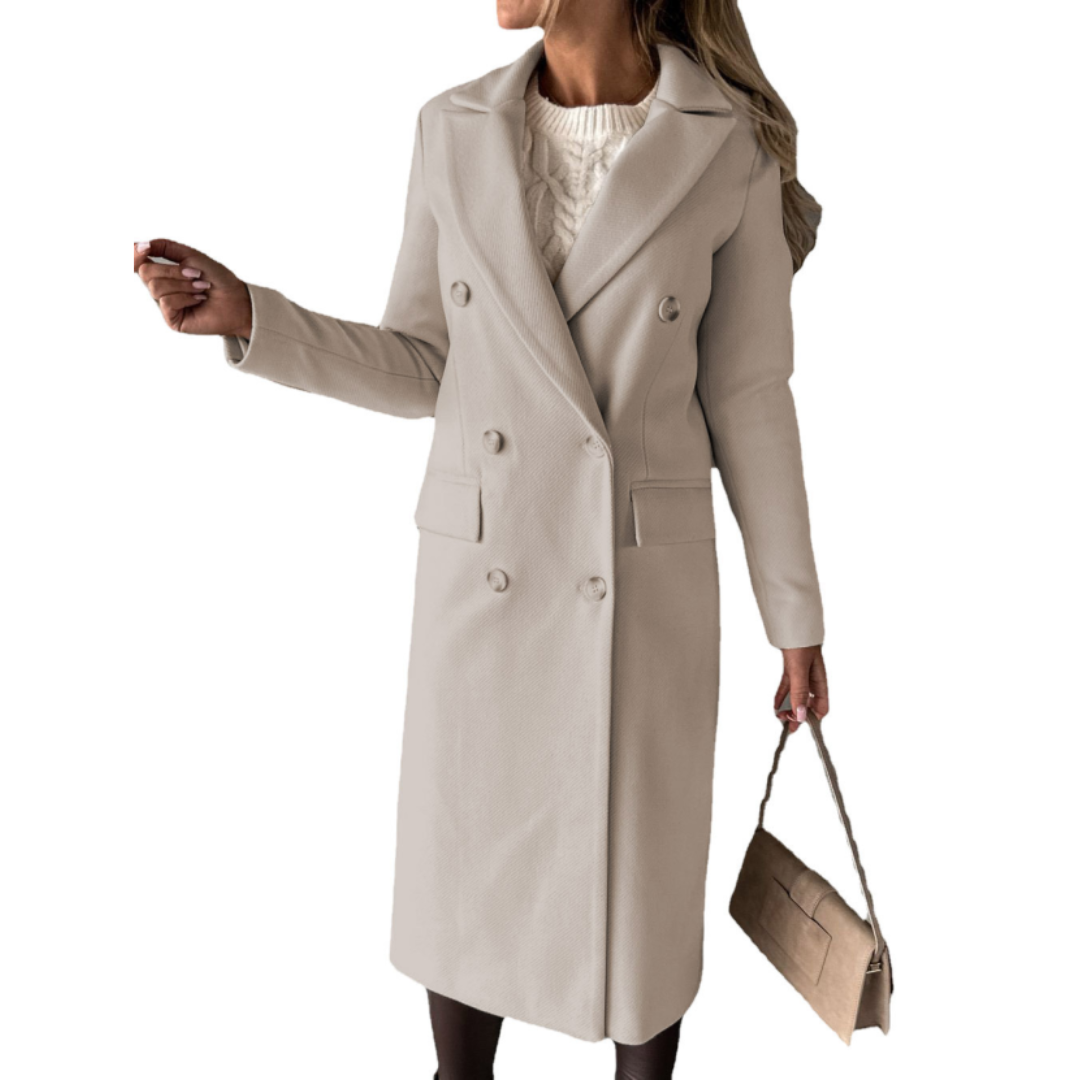 NOUVEAU RICHE Damen Winter Lang Trenchmantel Mit Wärme Lange Silhouette Beige