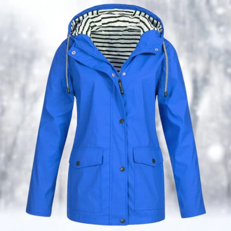 NOUVEAU RICHE Damen Wasserdichte Kapuzenjacke Winter Outdoor Stilvoll Blau