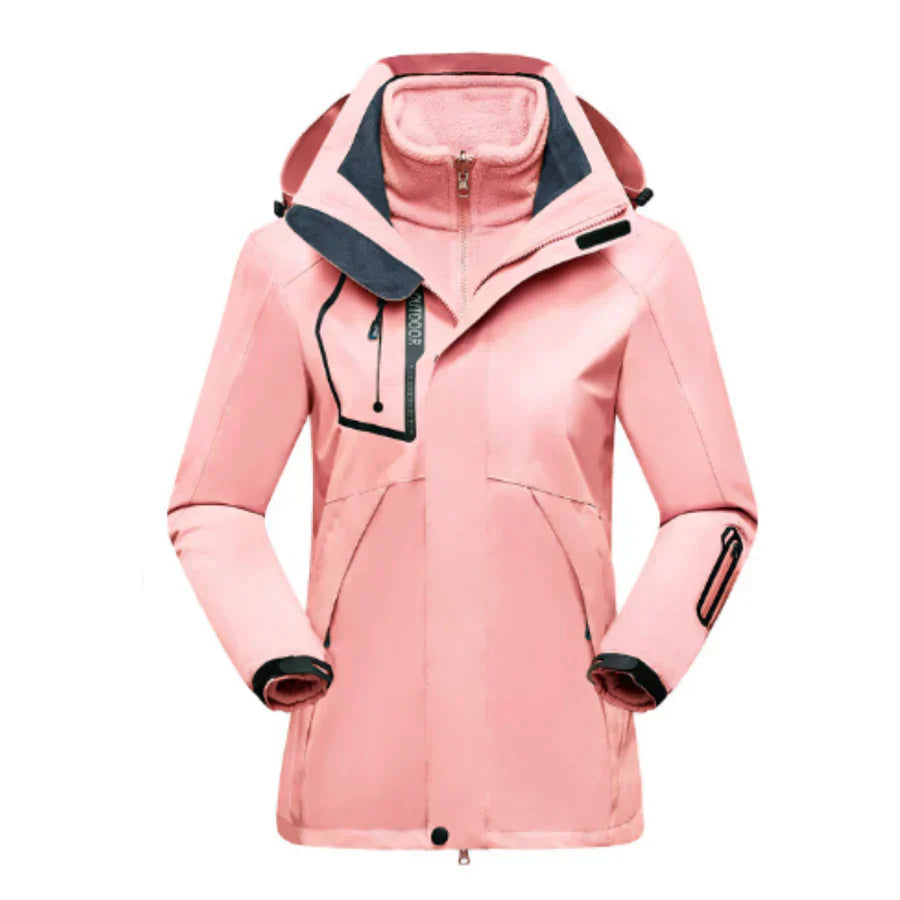 NOUVEAU RICHE Damen Skijacke – Stylische Langarm Jacke mit Flexiblen Schutz Rosa