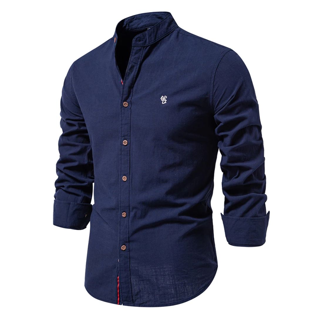NOUVEAU RICHE Herren Trachtenhemd Traditionelles Design Modernem Touch Navy Blau
