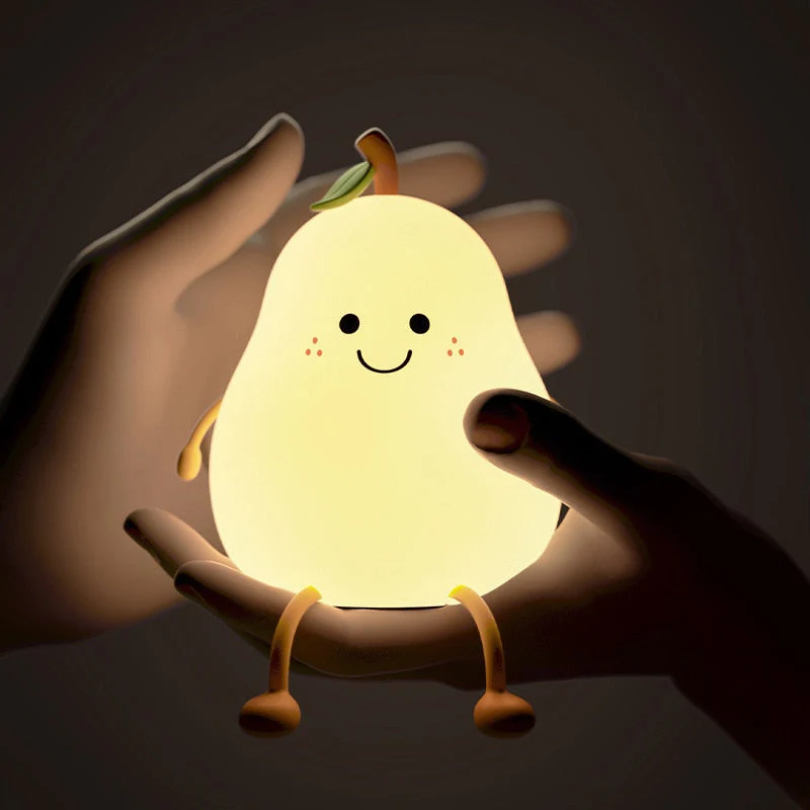Luz de presença alegre para crianças – Luz de presença LED em forma de pera, luz colorida para o quarto das crianças com interruptor de ligar/desligar – HappyPear