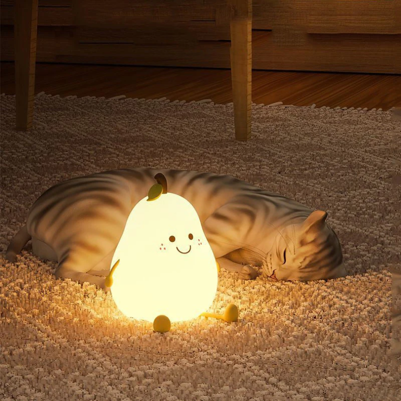 Luz de presença alegre para crianças – Luz de presença LED em forma de pera, luz colorida para o quarto das crianças com interruptor de ligar/desligar – HappyPear