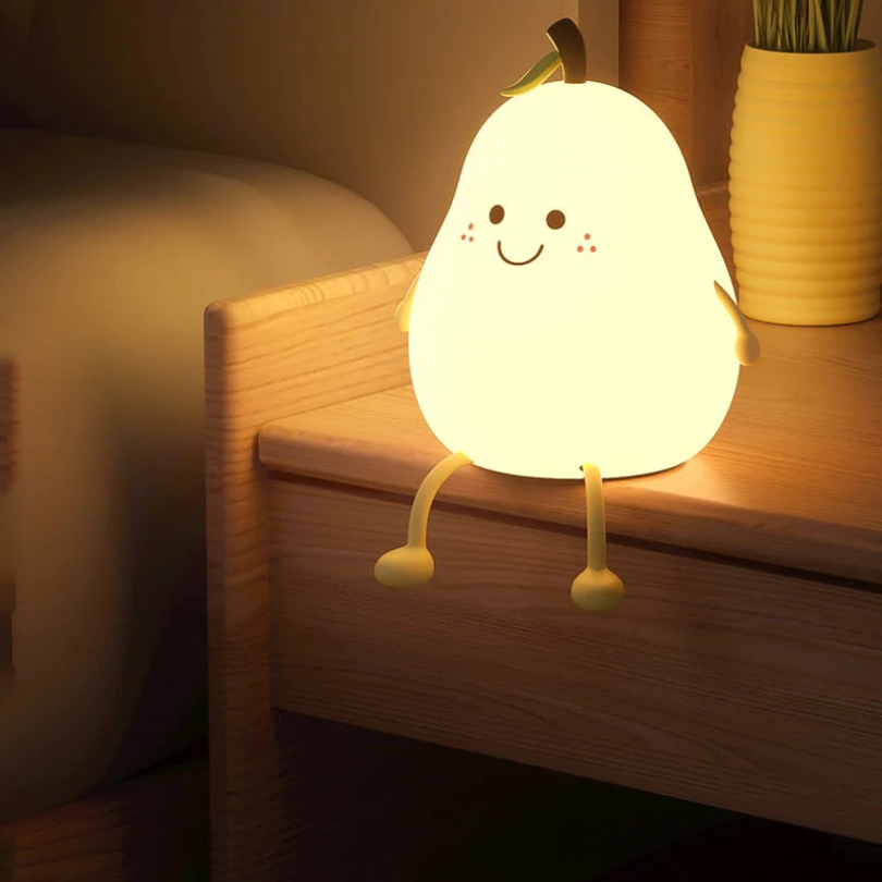 Luz de presença alegre para crianças – Luz de presença LED em forma de pera, luz colorida para o quarto das crianças com interruptor de ligar/desligar – HappyPear