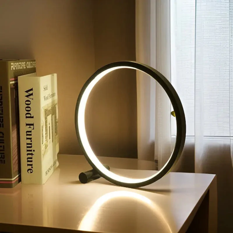 NOUVEAU RICHE Dimmbares LED-Nachtlicht – Runde Design-Tischlampe, Minimalistische Nachttischlampe in Schwarz oder Weiss – LumaCircle