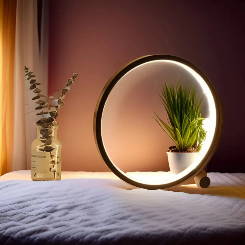 NOUVEAU RICHE Dimmbares LED-Nachtlicht – Runde Design-Tischlampe, Minimalistische Nachttischlampe in Schwarz oder Weiss – LumaCircle Schwarz