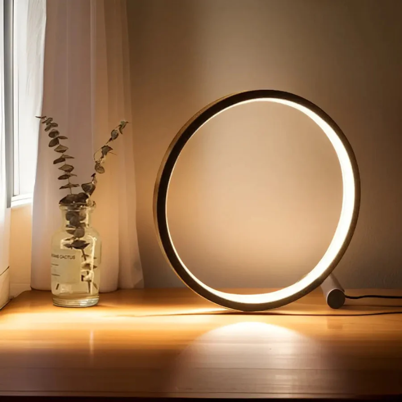 NOUVEAU RICHE Dimmbares LED-Nachtlicht – Runde Design-Tischlampe, Minimalistische Nachttischlampe in Schwarz oder Weiss – LumaCircle