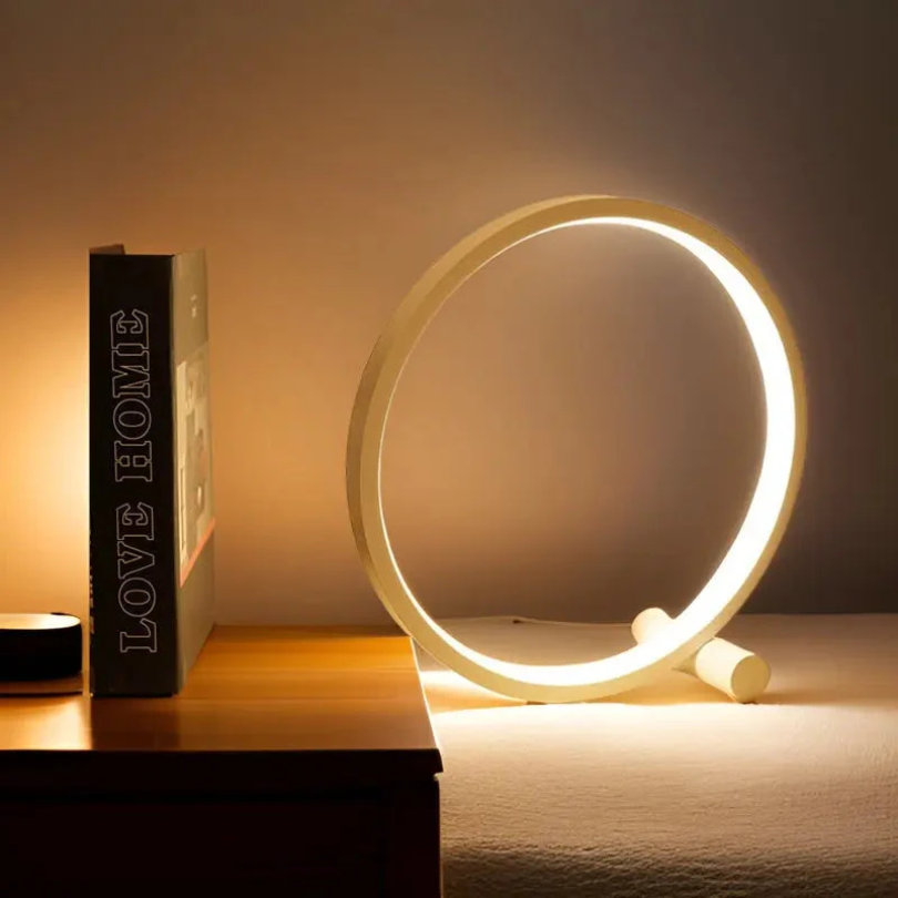 NOUVEAU RICHE Dimmbares LED-Nachtlicht – Runde Design-Tischlampe, Minimalistische Nachttischlampe in Schwarz oder Weiss – LumaCircle Weiß