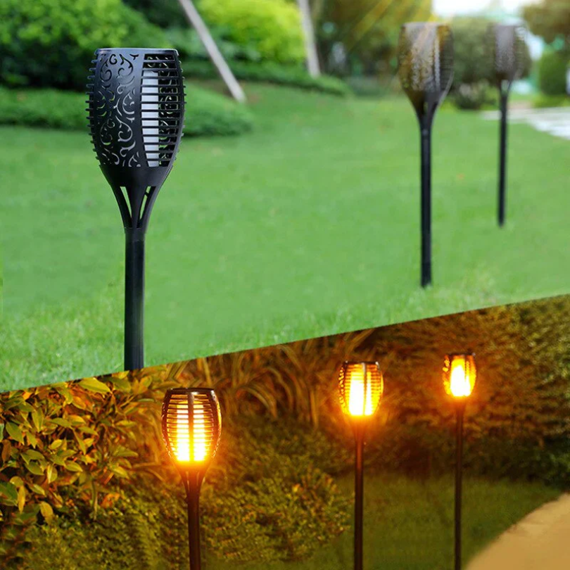 NOUVEAU RICHE LED-Gartenfackeln – Solar-Fackeln mit Flammeneffekt für Garten, Balkon & Einfahrt, Tag/Nacht-Sensor – SolarFlame