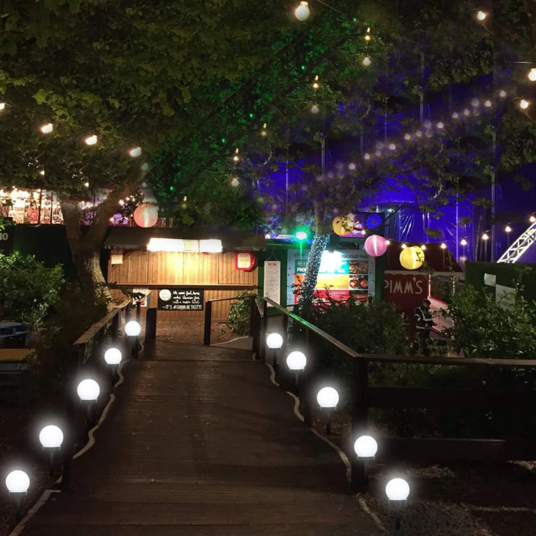 NOUVEAU RICHE 3er-Set Wasserdichte LED-Solar-Kugelleuchten – Solarkugeln für Garten, Weg & Terrasse – SunLuxe Orbs