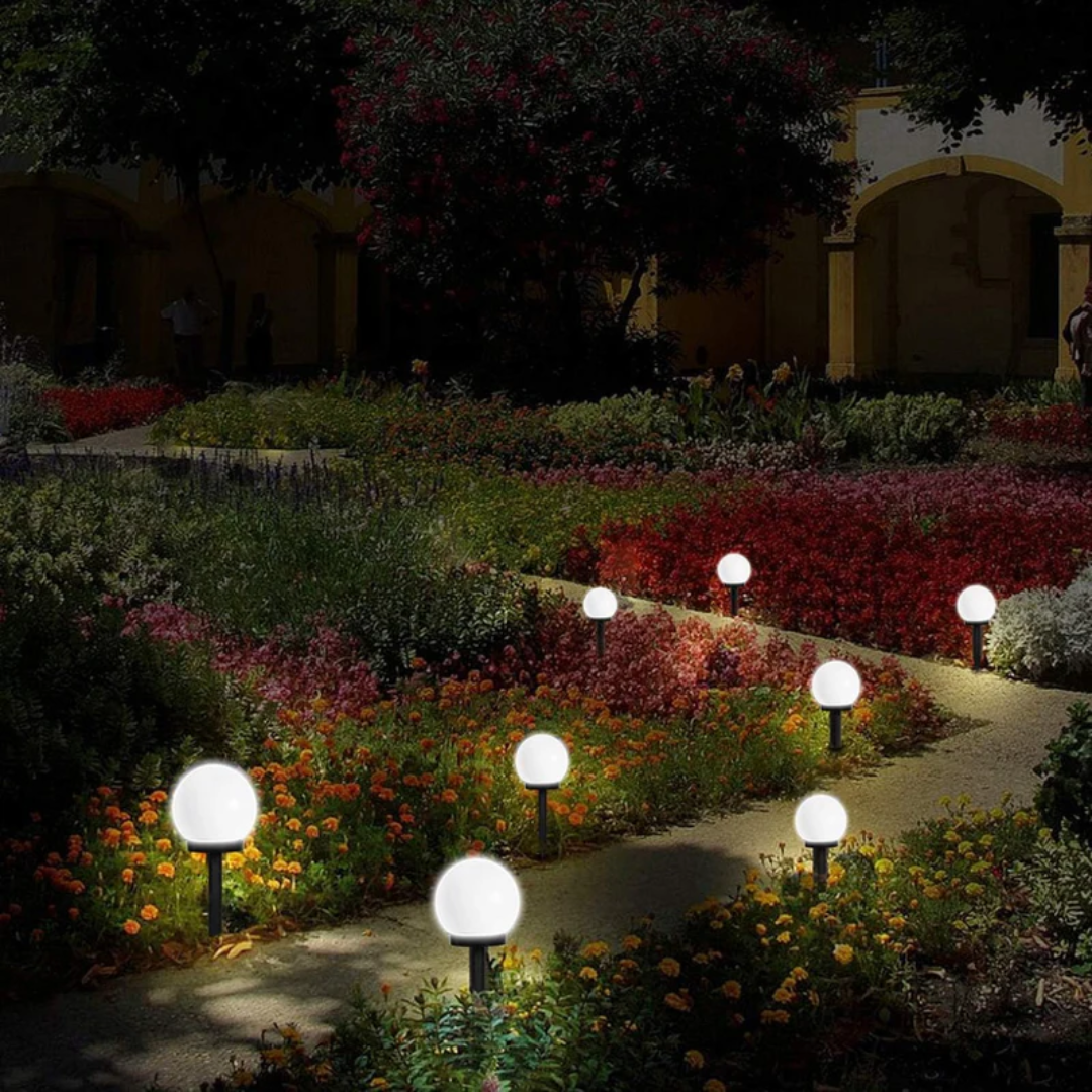 NOUVEAU RICHE 3er-Set Wasserdichte LED-Solar-Kugelleuchten – Solarkugeln für Garten, Weg & Terrasse – SunLuxe Orbs