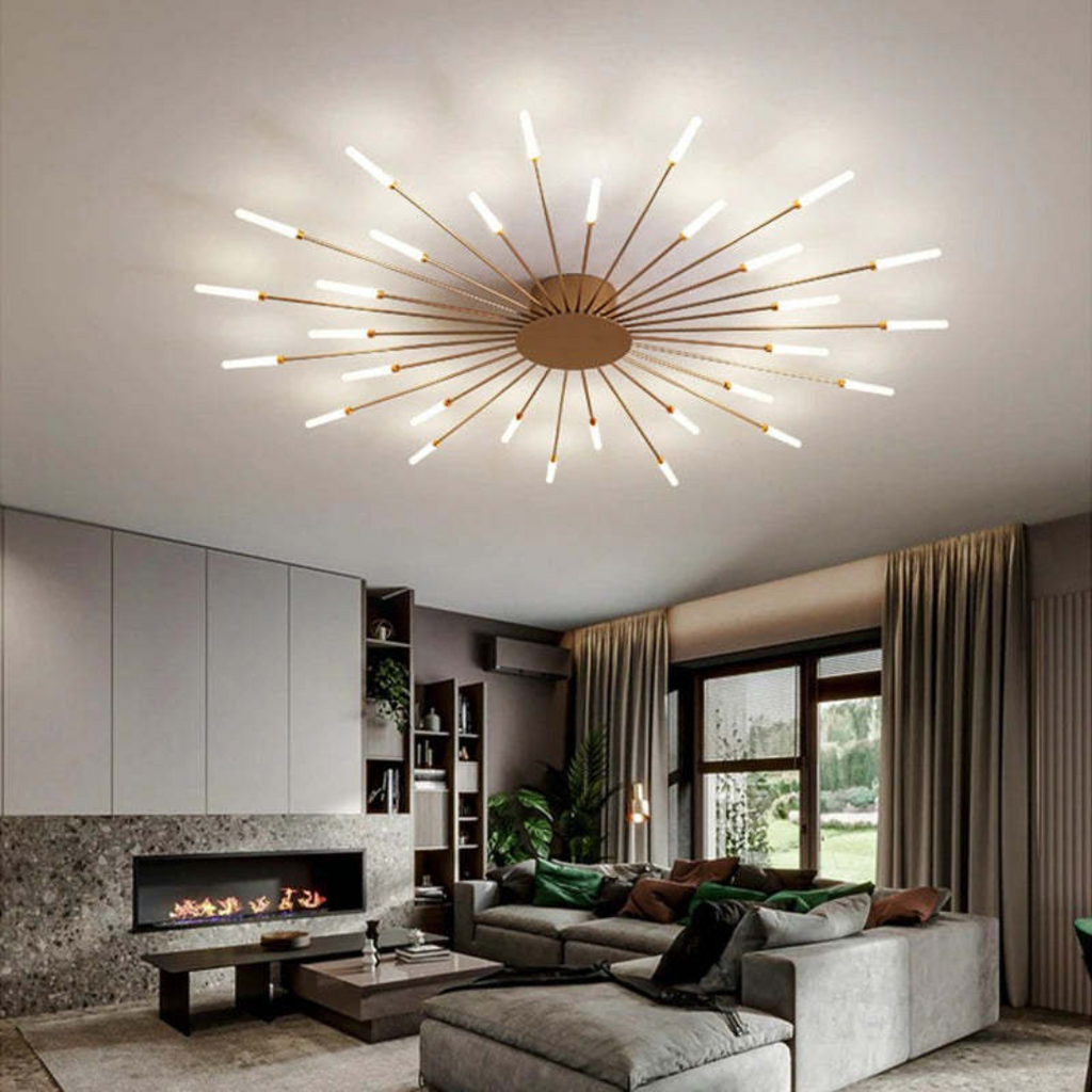 NOUVEAU RICHE Moderne grosse LED-Deckenleuchte – Dimmbare Deckenlampe mit 12 bis 42 Lichtelementen, Metall & Acryl, Gold oder Schwarz – LumenMax