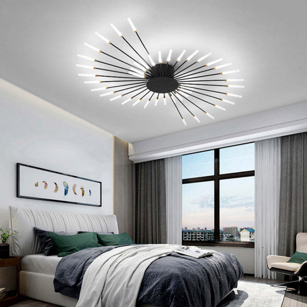 NOUVEAU RICHE Moderne grosse LED-Deckenleuchte – Dimmbare Deckenlampe mit 12 bis 42 Lichtelementen, Metall & Acryl, Gold oder Schwarz – LumenMax