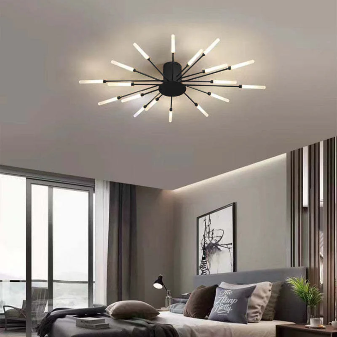 NOUVEAU RICHE Moderne grosse LED-Deckenleuchte – Dimmbare Deckenlampe mit 12 bis 42 Lichtelementen, Metall & Acryl, Gold oder Schwarz – LumenMax Schwarz 18