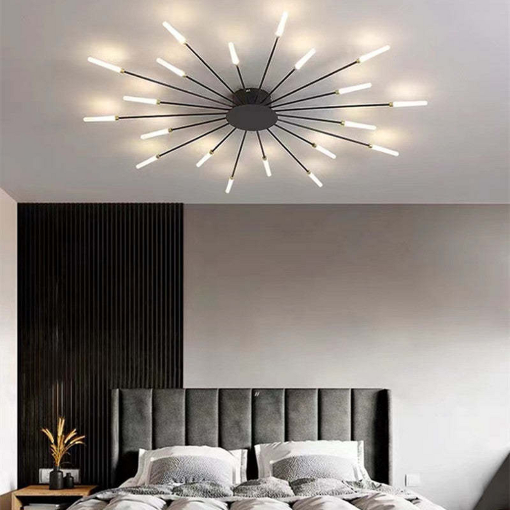 NOUVEAU RICHE Moderne grosse LED-Deckenleuchte – Dimmbare Deckenlampe mit 12 bis 42 Lichtelementen, Metall & Acryl, Gold oder Schwarz – LumenMax Schwarz 20