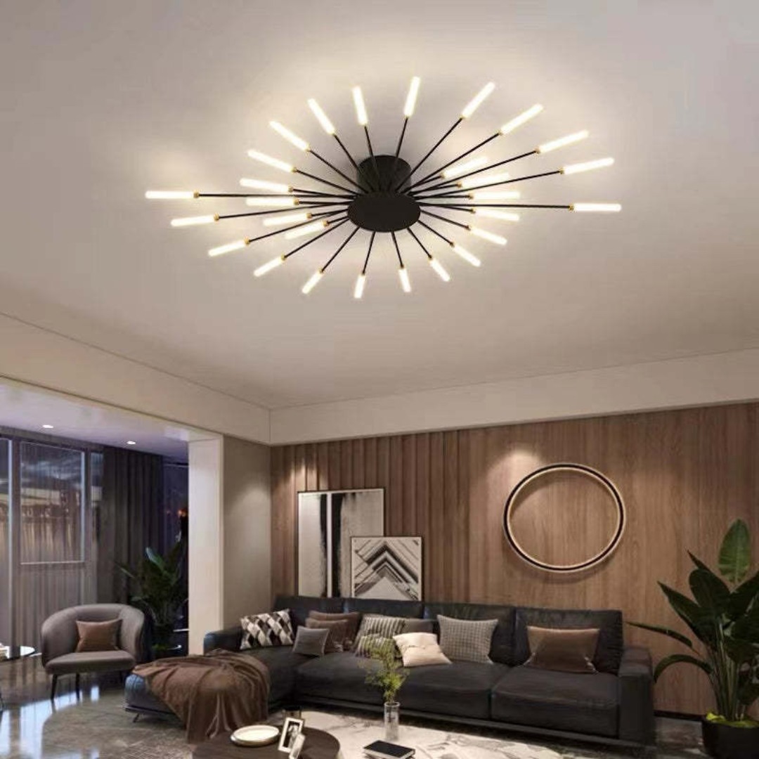 NOUVEAU RICHE Moderne grosse LED-Deckenleuchte – Dimmbare Deckenlampe mit 12 bis 42 Lichtelementen, Metall & Acryl, Gold oder Schwarz – LumenMax Schwarz 28
