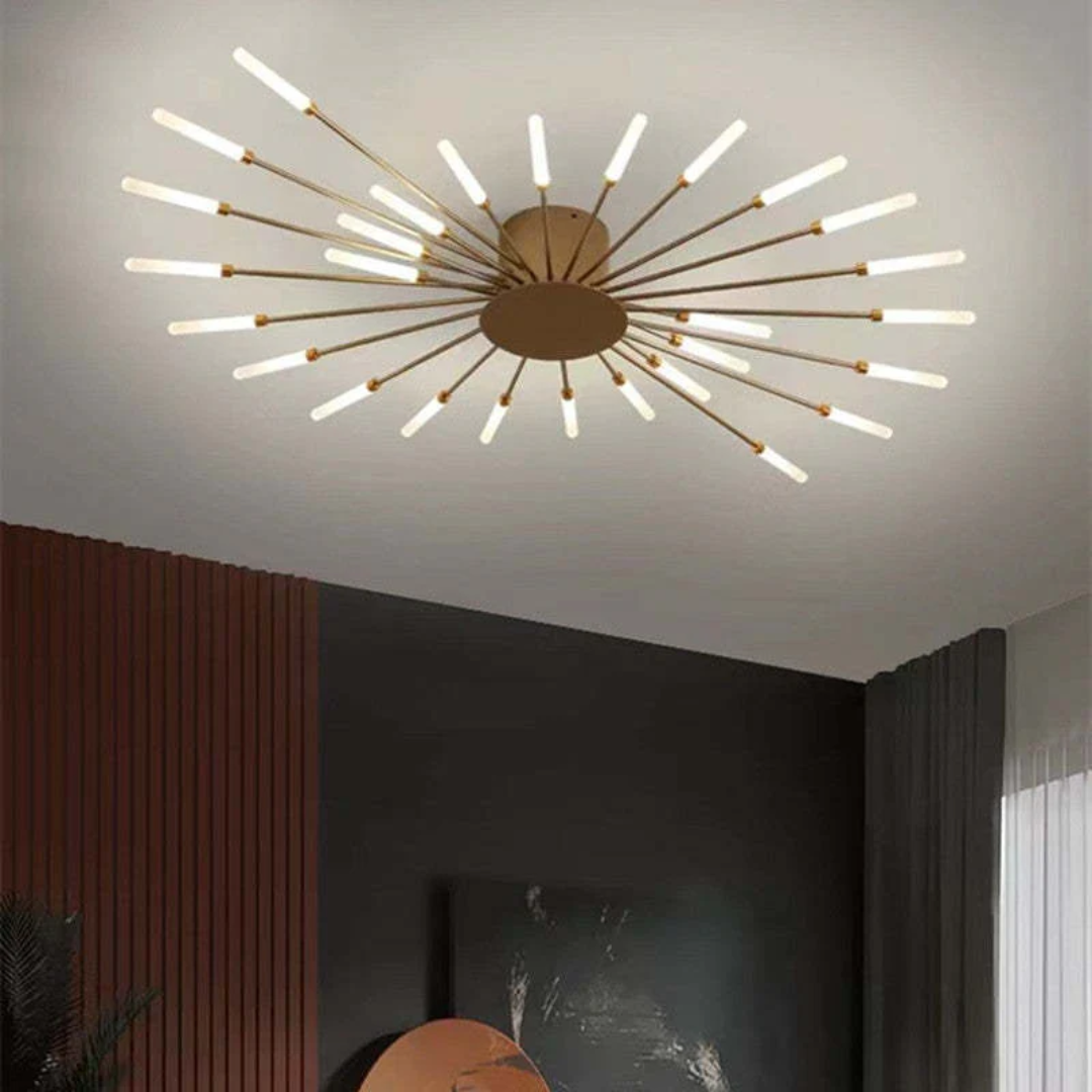 NOUVEAU RICHE Moderne grosse LED-Deckenleuchte – Dimmbare Deckenlampe mit 12 bis 42 Lichtelementen, Metall & Acryl, Gold oder Schwarz – LumenMax Gold 28