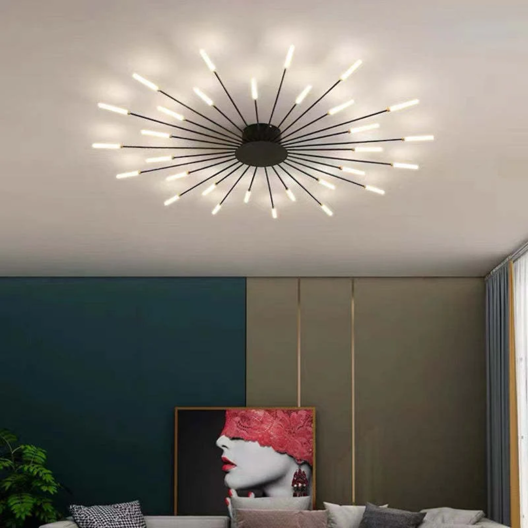 NOUVEAU RICHE Moderne grosse LED-Deckenleuchte – Dimmbare Deckenlampe mit 12 bis 42 Lichtelementen, Metall & Acryl, Gold oder Schwarz – LumenMax Schwarz 30