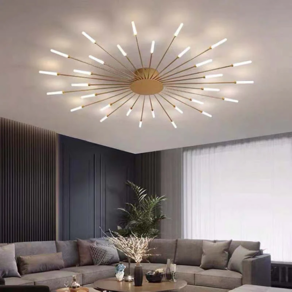 NOUVEAU RICHE Moderne grosse LED-Deckenleuchte – Dimmbare Deckenlampe mit 12 bis 42 Lichtelementen, Metall & Acryl, Gold oder Schwarz – LumenMax Gold 30