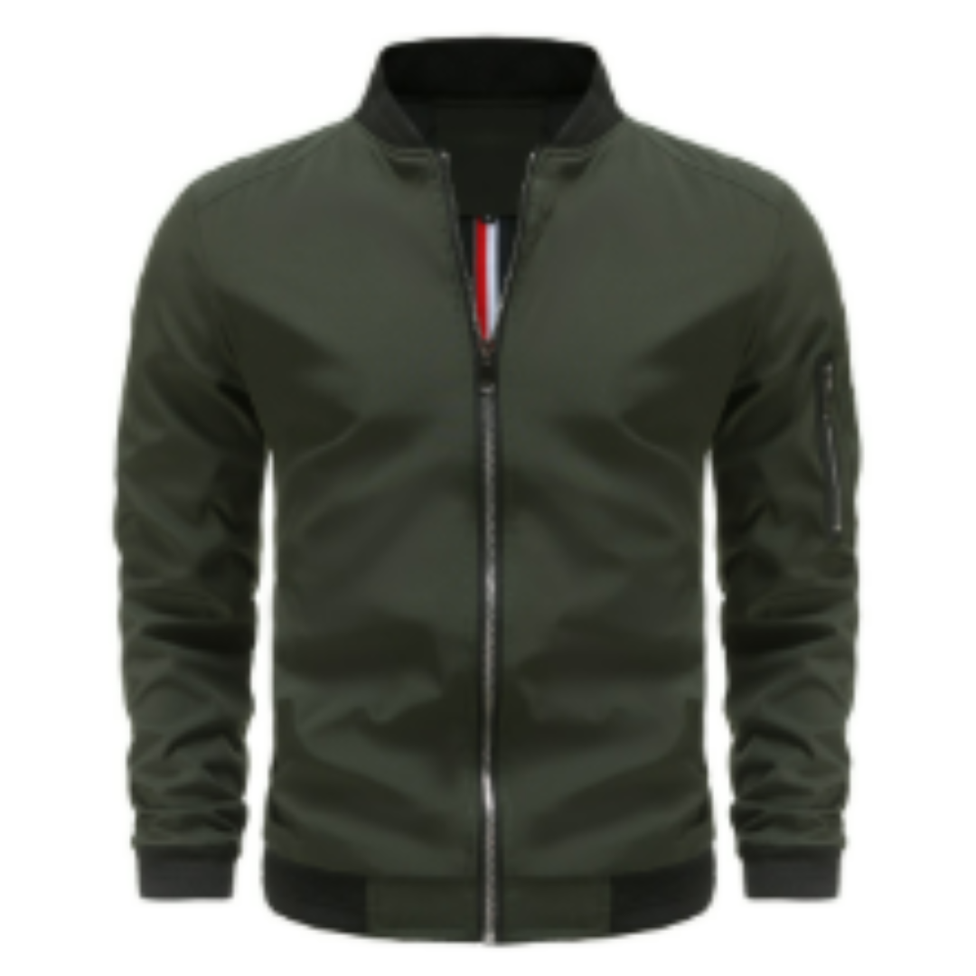 NOUVEAU RICHE Bomberjacke Herren Mit Reißverschluss Klassisch Vielseitig Grün
