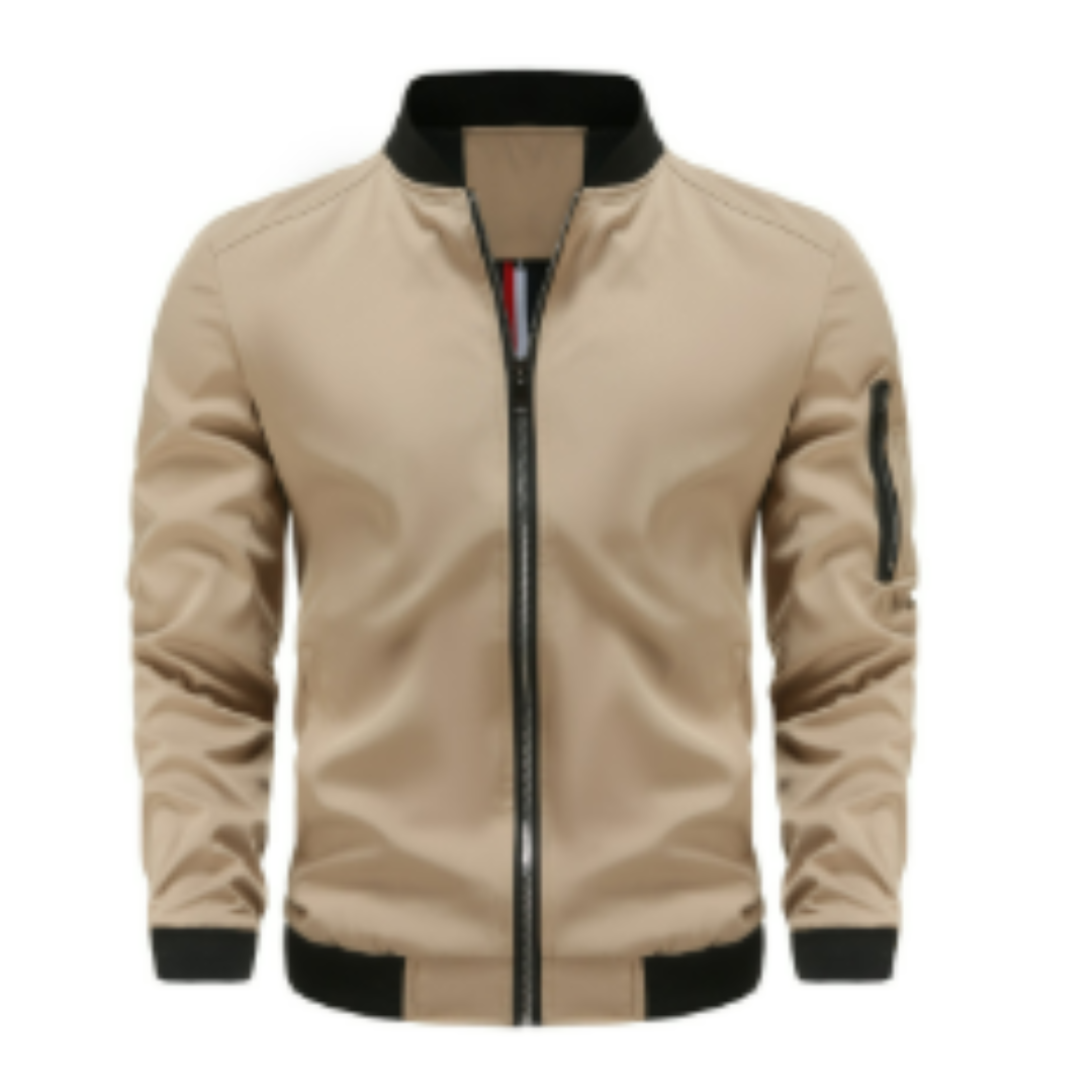 NOUVEAU RICHE Bomberjacke Herren Mit Reißverschluss Klassisch Vielseitig Khaki