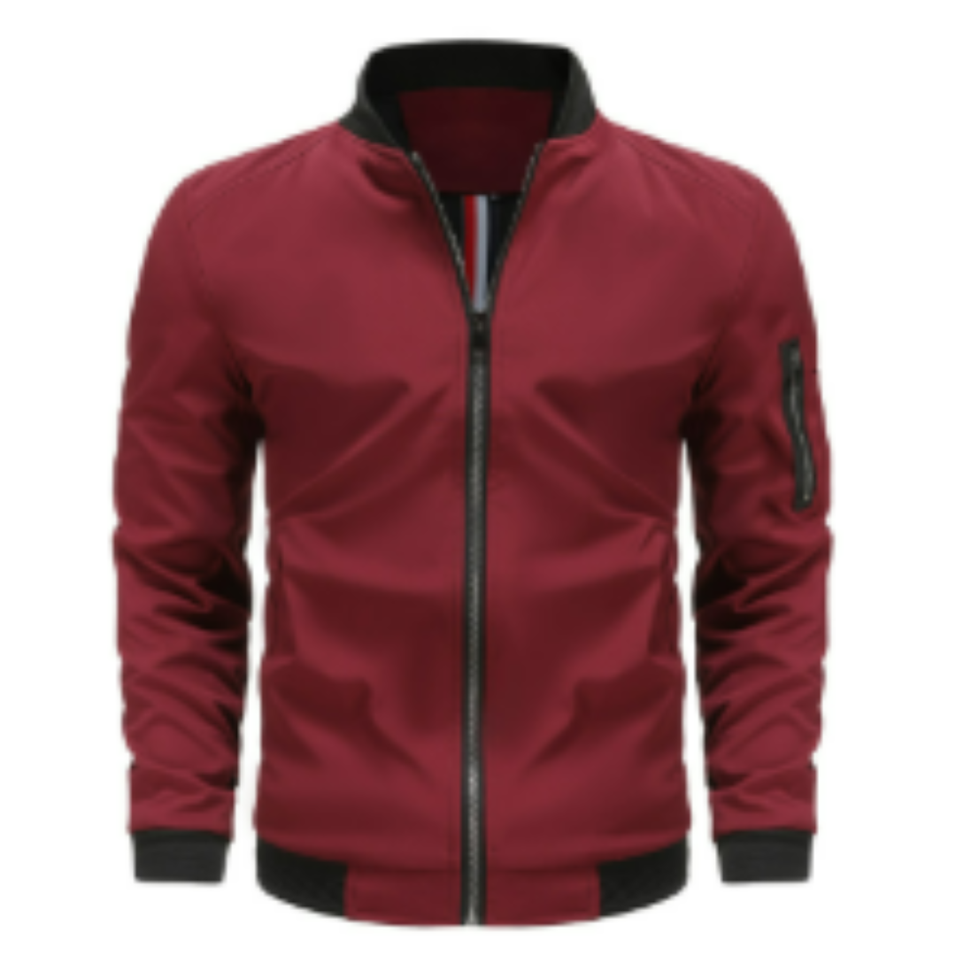 NOUVEAU RICHE Bomberjacke Herren Mit Reißverschluss Klassisch Vielseitig Rot