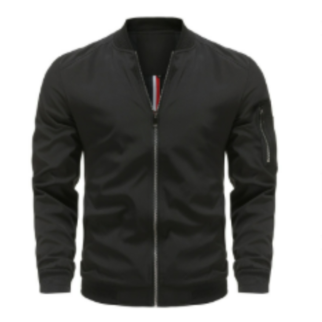 NOUVEAU RICHE Bomberjacke Herren Mit Reißverschluss Klassisch Vielseitig Schwarz